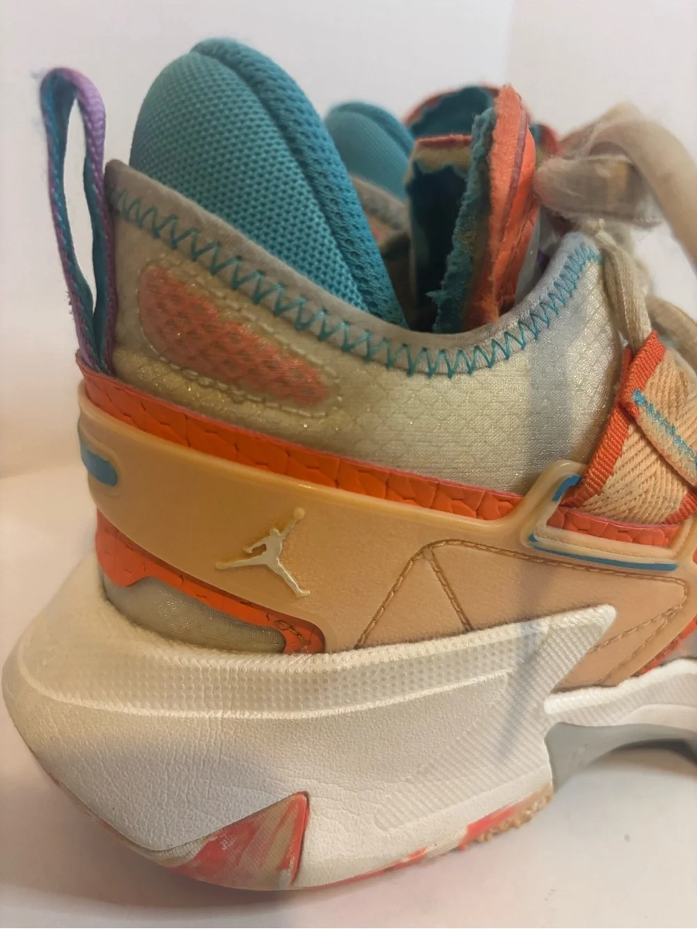 Jordan Men's Multicolor Beige Tan Teal Orange Athletic Sneakers